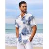 imageCOOFANDY Mens Hawaiian Shirt Short Sleeve Floral Button Down Shirts Tropical Vacation Beach Shirts with PocketWhite  Blue Leaf
