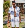 imageCOOFANDY Mens Hawaiian Shirt Short Sleeve Floral Button Down Shirts Tropical Vacation Beach Shirts with PocketWhite  Blue Leaf