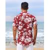 imageCOOFANDY Mens Hawaiian Shirt Short Sleeve Floral Button Down Shirts Tropical Vacation Beach Shirts with PocketWine Red  White Flower