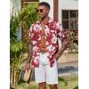 imageCOOFANDY Mens Hawaiian Shirt Short Sleeve Floral Button Down Shirts Tropical Vacation Beach Shirts with PocketWine Red  White Flower