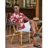 imageCOOFANDY Mens Hawaiian Shirt Short Sleeve Floral Button Down Shirts Tropical Vacation Beach Shirts with PocketWine Red  White Flower