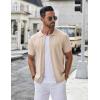 imageCOOFANDY Mens Knit Button Down Shirt Short Sleeve Summer Casual Shirts Vintage Beach Vacation ShirtsApricot