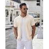 imageCOOFANDY Mens Knit Button Down Shirt Short Sleeve Summer Casual Shirts Vintage Beach Vacation ShirtsBeige