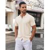 imageCOOFANDY Mens Knit Button Down Shirt Short Sleeve Summer Casual Shirts Vintage Beach Vacation ShirtsBeige