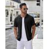 imageCOOFANDY Mens Knit Button Down Shirt Short Sleeve Summer Casual Shirts Vintage Beach Vacation ShirtsBlack