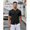 imageCOOFANDY Mens Knit Button Down Shirt Short Sleeve Summer Casual Shirts Vintage Beach Vacation ShirtsBlack