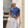 imageCOOFANDY Mens Knit Button Down Shirt Short Sleeve Summer Casual Shirts Vintage Beach Vacation ShirtsBlue