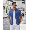 imageCOOFANDY Mens Knit Button Down Shirt Short Sleeve Summer Casual Shirts Vintage Beach Vacation ShirtsBlue