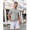 imageCOOFANDY Mens Knit Button Down Shirt Short Sleeve Summer Casual Shirts Vintage Beach Vacation ShirtsLight Grey