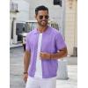 imageCOOFANDY Mens Knit Button Down Shirt Short Sleeve Summer Casual Shirts Vintage Beach Vacation ShirtsLight Purple