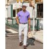 imageCOOFANDY Mens Knit Button Down Shirt Short Sleeve Summer Casual Shirts Vintage Beach Vacation ShirtsLight Purple