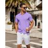 imageCOOFANDY Mens Knit Button Down Shirt Short Sleeve Summer Casual Shirts Vintage Beach Vacation ShirtsLight Purple