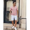 imageCOOFANDY Mens Knit Button Down Shirt Short Sleeve Summer Casual Shirts Vintage Beach Vacation ShirtsPink