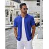 imageCOOFANDY Mens Knit Button Down Shirt Short Sleeve Summer Casual Shirts Vintage Beach Vacation ShirtsRoyal Blue