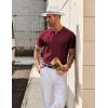 imageCOOFANDY Mens Knit Button Down Shirt Short Sleeve Summer Casual Shirts Vintage Beach Vacation ShirtsWine Red