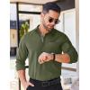 imageCOOFANDY Mens Long Sleeve Casual Button Down Shirts Untucked Shirts for Men Regular Fit Dress ShirtArmy Green