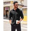 imageCOOFANDY Mens Long Sleeve Casual Button Down Shirts Untucked Shirts for Men Regular Fit Dress ShirtBlack