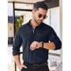imageCOOFANDY Mens Long Sleeve Casual Button Down Shirts Untucked Shirts for Men Regular Fit Dress ShirtNavy Blue