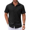 imageCOOFANDY Mens Casual Button Down Shirt Untucked Short Sleeve Strech Wrinkle Free Dress ShirtsBlack