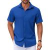 imageCOOFANDY Mens Casual Button Down Shirt Untucked Short Sleeve Strech Wrinkle Free Dress ShirtsBlue
