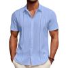 imageCOOFANDY Mens Cuban Guayabera Shirt Summer Beach Vacation Shirt Casual Short Sleeve Button Down Resort WearAngel Falls