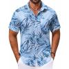 imageCOOFANDY Mens Hawaiian Shirt Short Sleeve Casual Button Down Tropical Summer Beach Aloha ShirtsWhiteblue Leaves