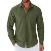 imageCOOFANDY Mens Long Sleeve Casual Button Down Shirts Untucked Shirts for Men Regular Fit Dress ShirtArmy Green