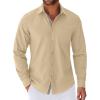 imageCOOFANDY Mens Long Sleeve Casual Button Down Shirts Untucked Shirts for Men Regular Fit Dress ShirtBeige