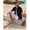 imageCOOFANDY Mens Button Down Shirt Short Sleeve Casual Shirts Beach Summer Linen Shirts Wedding Vacation ShirtBlack