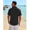 imageCOOFANDY Mens Button Down Shirt Short Sleeve Casual Shirts Beach Summer Linen Shirts Wedding Vacation ShirtBlack
