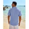 imageCOOFANDY Mens Button Down Shirt Short Sleeve Casual Shirts Beach Summer Linen Shirts Wedding Vacation ShirtBlue