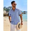 imageCOOFANDY Mens Button Down Shirt Short Sleeve Casual Shirts Beach Summer Linen Shirts Wedding Vacation ShirtBlue