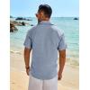 imageCOOFANDY Mens Button Down Shirt Short Sleeve Casual Shirts Beach Summer Linen Shirts Wedding Vacation ShirtDemin Blue