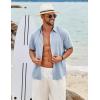 imageCOOFANDY Mens Button Down Shirt Short Sleeve Casual Shirts Beach Summer Linen Shirts Wedding Vacation ShirtLight Blue