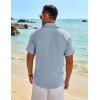 imageCOOFANDY Mens Button Down Shirt Short Sleeve Casual Shirts Beach Summer Linen Shirts Wedding Vacation ShirtLight Blue