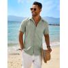 imageCOOFANDY Mens Button Down Shirt Short Sleeve Casual Shirts Beach Summer Linen Shirts Wedding Vacation ShirtLight Green