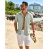 imageCOOFANDY Mens Button Down Shirt Short Sleeve Casual Shirts Beach Summer Linen Shirts Wedding Vacation ShirtLight Green