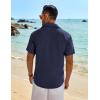 imageCOOFANDY Mens Button Down Shirt Short Sleeve Casual Shirts Beach Summer Linen Shirts Wedding Vacation ShirtNavy Blue