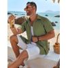 imageCOOFANDY Mens Button Down Shirt Short Sleeve Casual Shirts Beach Summer Linen Shirts Wedding Vacation ShirtOlive Green