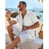 imageCOOFANDY Mens Button Down Shirt Short Sleeve Casual Shirts Beach Summer Linen Shirts Wedding Vacation ShirtWhite