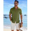 imageCOOFANDY Mens Casual Button Down Shirts Short Sleeve Textured Summer Beach ShirtArmy Green