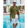 imageCOOFANDY Mens Casual Button Down Shirts Short Sleeve Textured Summer Beach ShirtArmy Green