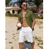 imageCOOFANDY Mens Casual Button Down Shirts Short Sleeve Textured Summer Beach ShirtArmy Green