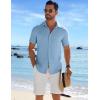 imageCOOFANDY Mens Casual Button Down Shirts Short Sleeve Textured Summer Beach ShirtBeau Blue