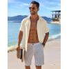 imageCOOFANDY Mens Casual Button Down Shirts Short Sleeve Textured Summer Beach ShirtBeige
