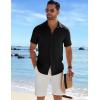 imageCOOFANDY Mens Casual Button Down Shirts Short Sleeve Textured Summer Beach ShirtBlack