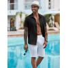 imageCOOFANDY Mens Casual Button Down Shirts Short Sleeve Textured Summer Beach ShirtBlack