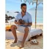 imageCOOFANDY Mens Casual Button Down Shirts Short Sleeve Textured Summer Beach ShirtClear Blue