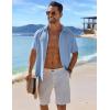 imageCOOFANDY Mens Casual Button Down Shirts Short Sleeve Textured Summer Beach ShirtClear Blue