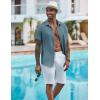 imageCOOFANDY Mens Casual Button Down Shirts Short Sleeve Textured Summer Beach ShirtDark Blue
